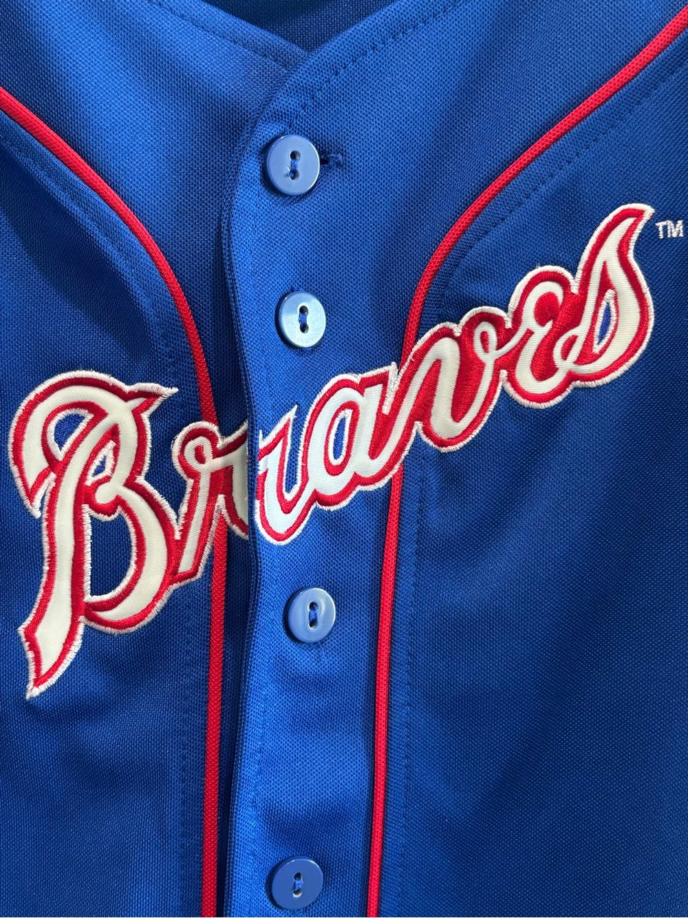 Braves Blue Button-Front Jersey Minidress Size M- Official Team Style - Picture 3 of 8